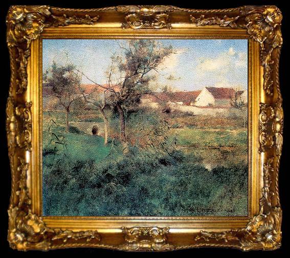 framed  Metcalf, Willard Leroy Landscape in Grez, ta009-2